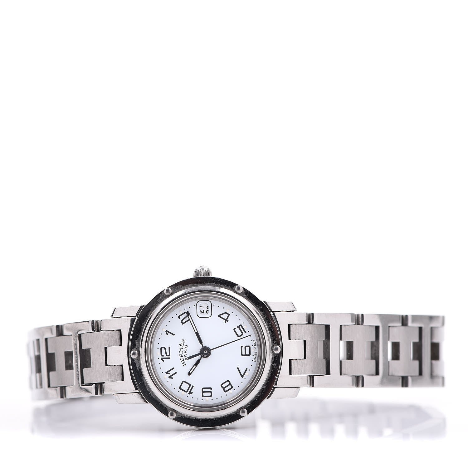 Hermes Stainless Steel 24mm Clipper Quartz Watch White 3 of 7