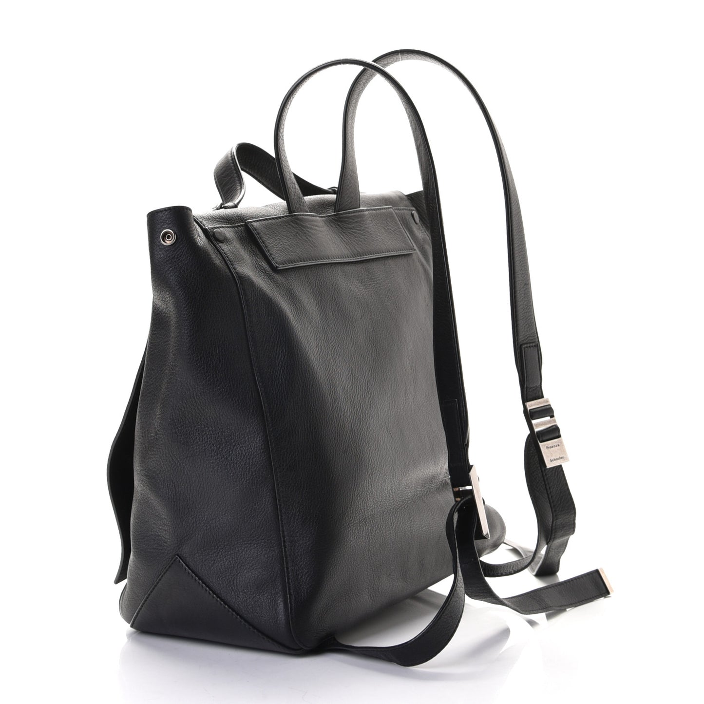 Pebbled Calfskin Large PS Courier Backpack Black