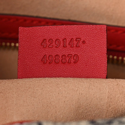 Gucci GG Supreme Monogram Linea A Foldover Tote Beige Blue Hibiscus Red 6 of 9