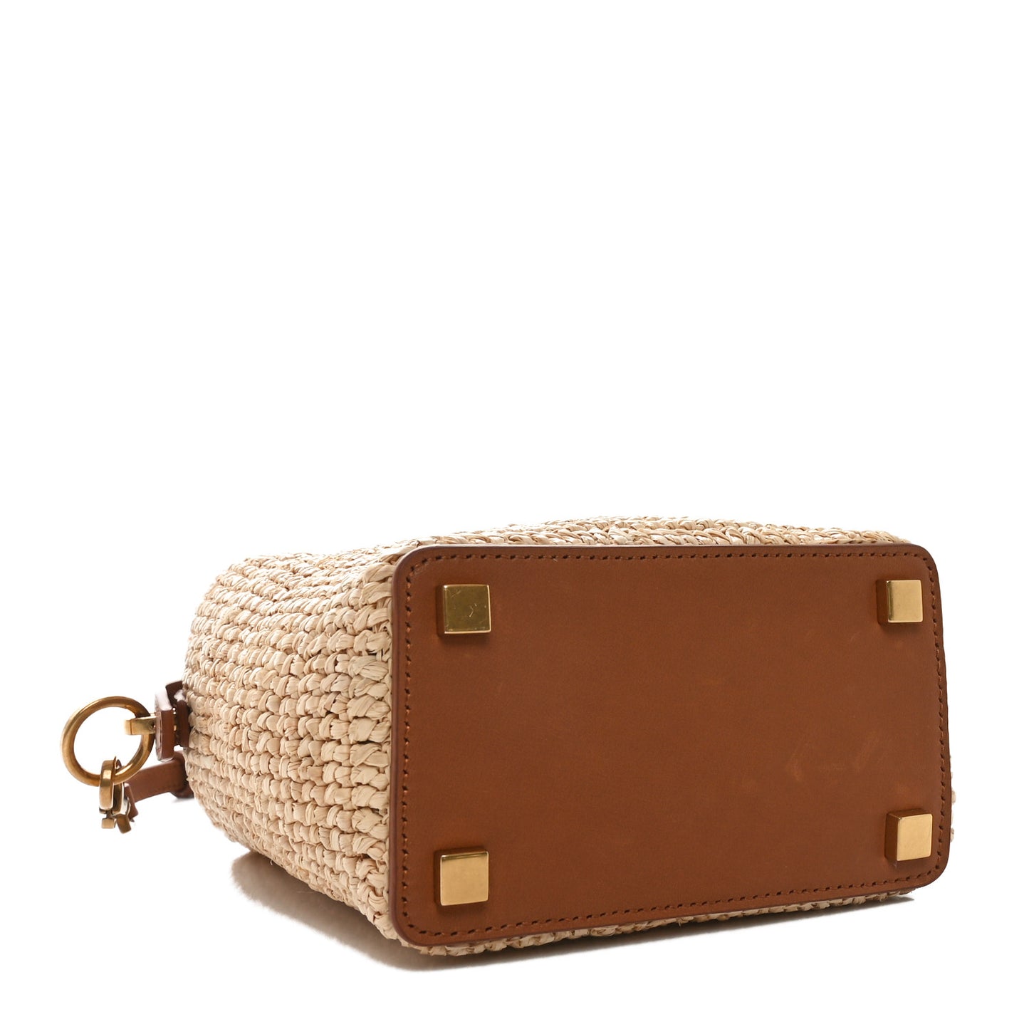 Raffia Vegetable Tanned Calfskin Le 37 Mini Bucket Bag Natural Brick