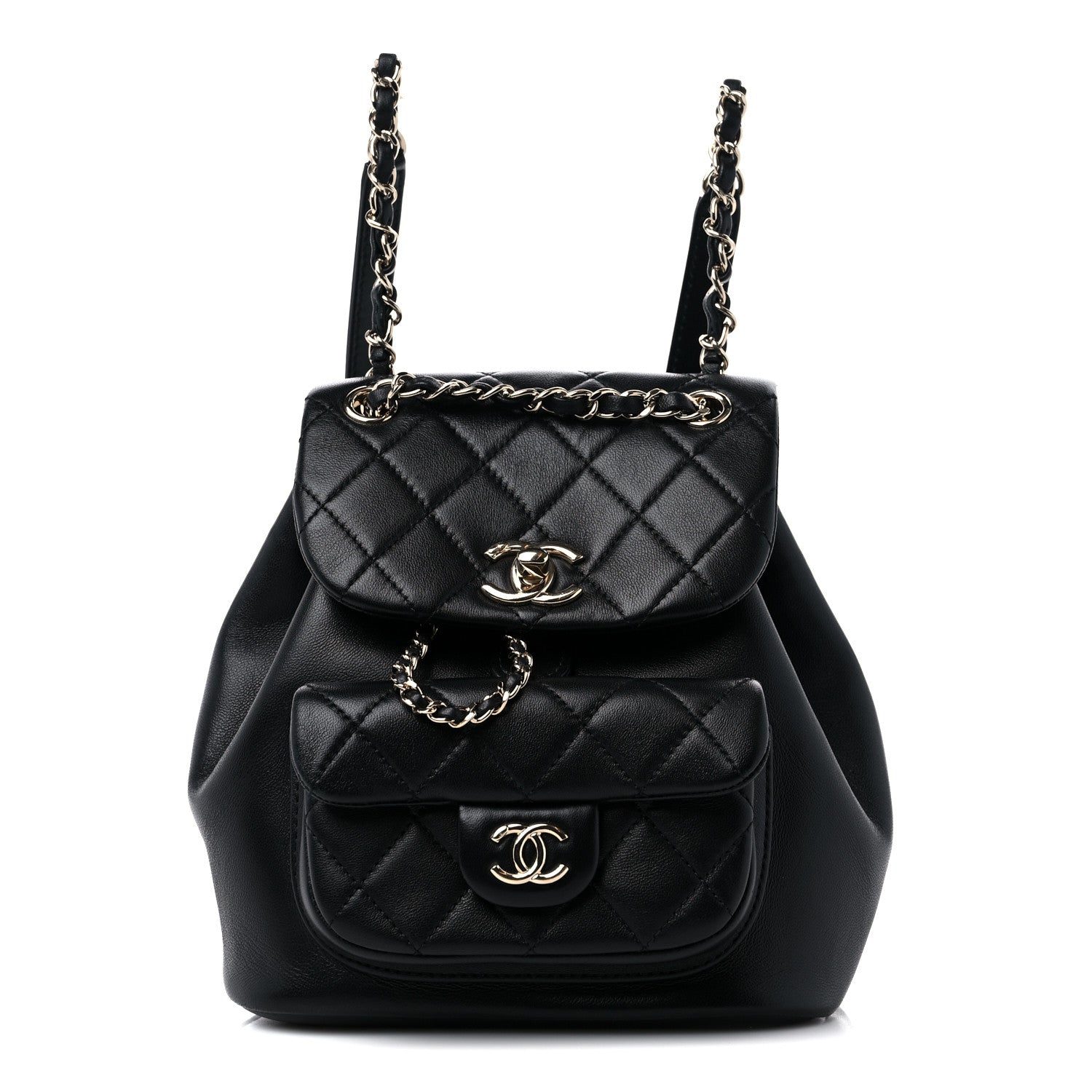 Chanel Lambskin Quilted Small Duma Drawstring Backpack Black 1 of 12