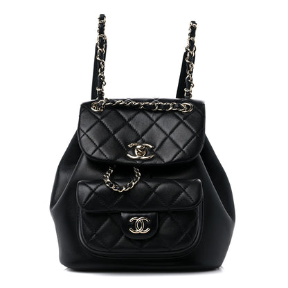Chanel Lambskin Quilted Small Duma Drawstring Backpack Black 1 of 12