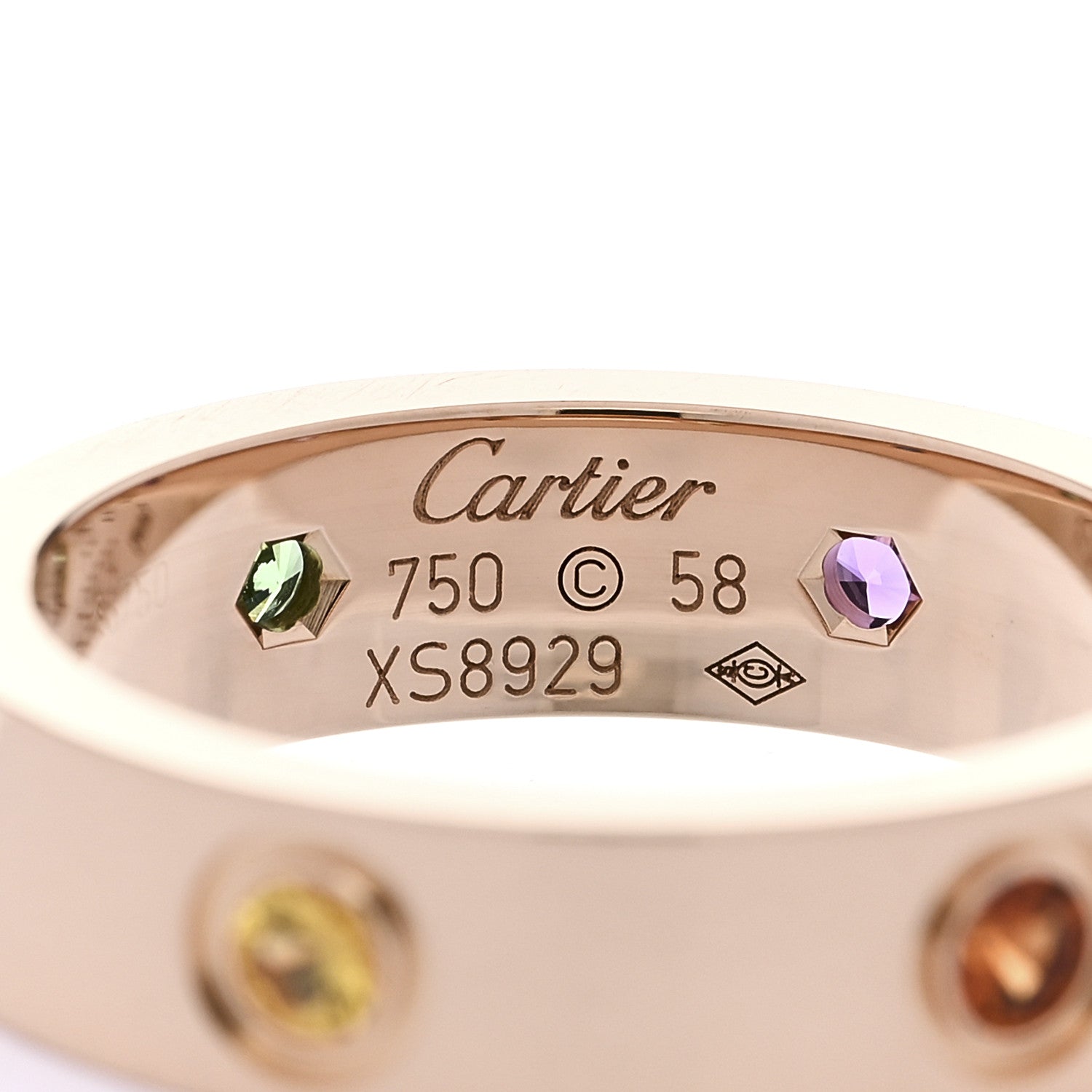 Cartier 18K Pink Gold Sapphire Garnet Amethyst 5.5mm LOVE Ring 58 8.5 4 of 4