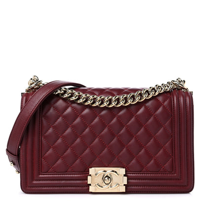 Chanel Lambskin Quilted Medium Boy Flap Dark Red 1 of 16