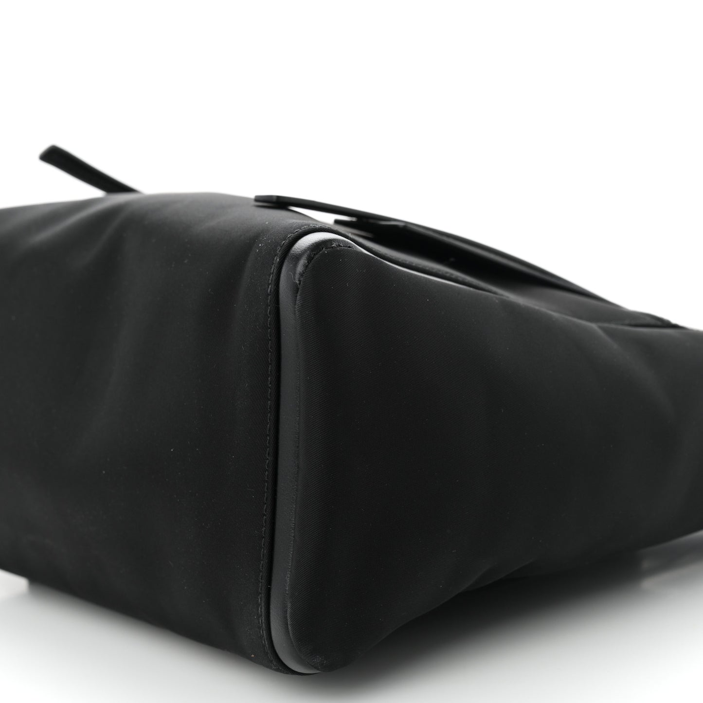 Tessuto Nylon Spazzolato Small Ouverture Top Handle Bag Black
