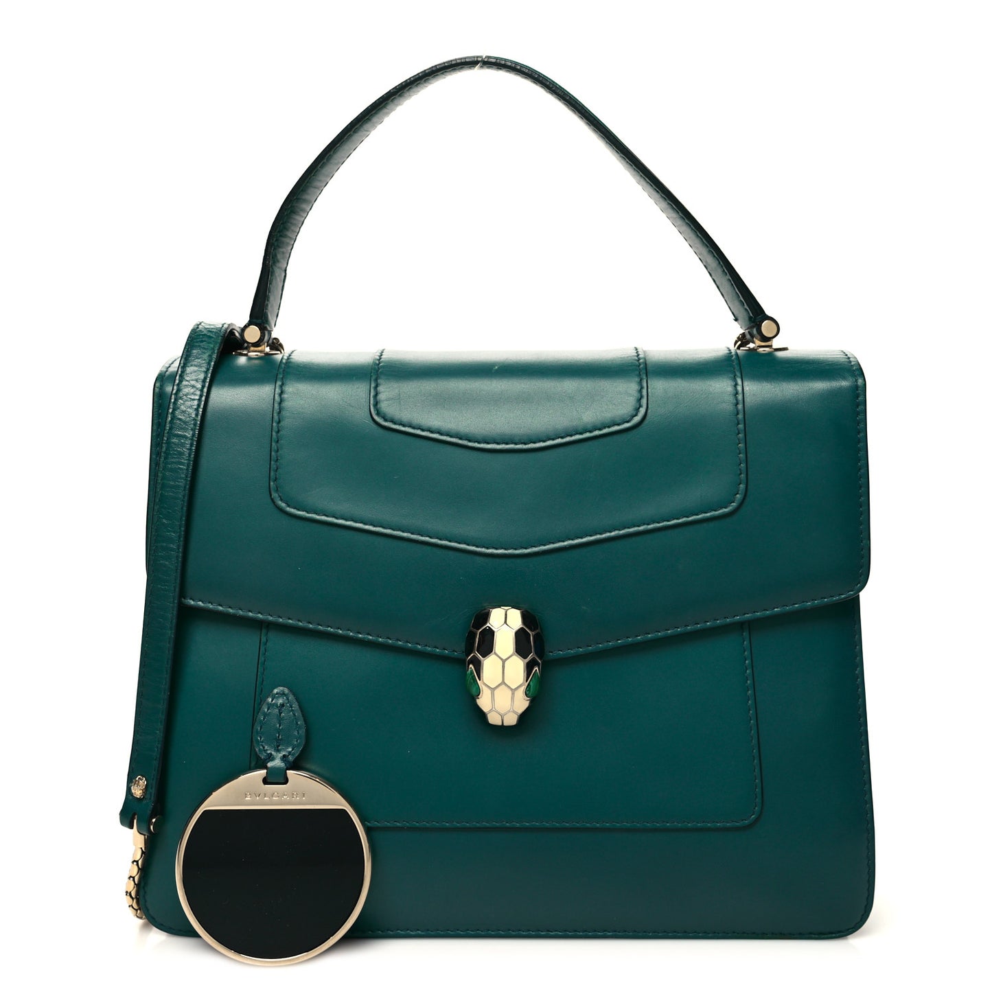 Calfskin Large Serpenti Forever Top Handle Emerald Green