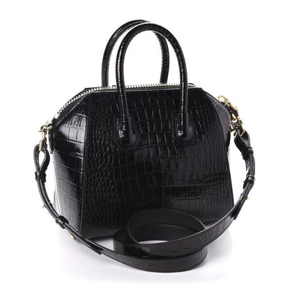 Givenchy Calfskin Crocodile Embossed Mini Antigona Black 3 of 10