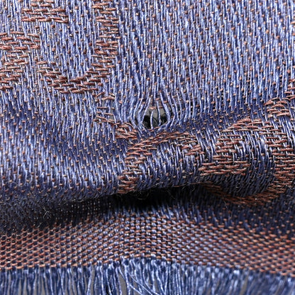 Gucci Wool Silk Monogram GGWeb Fringe Shawl Taupe Sky Blue 4 of 4