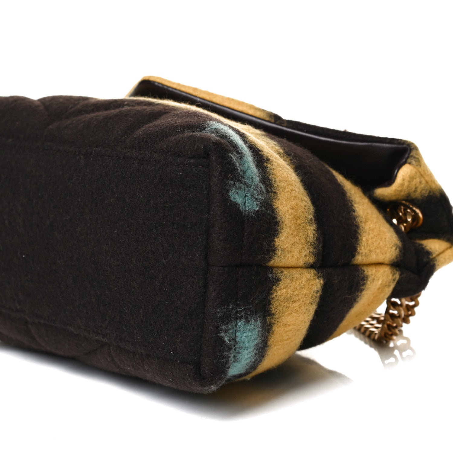 Saint Laurent Tie Dye Wool Quilted Small Loulou Puffer Monogram Chain Satchel Yellow Pacific Blue Dark Pecan 11 of 21