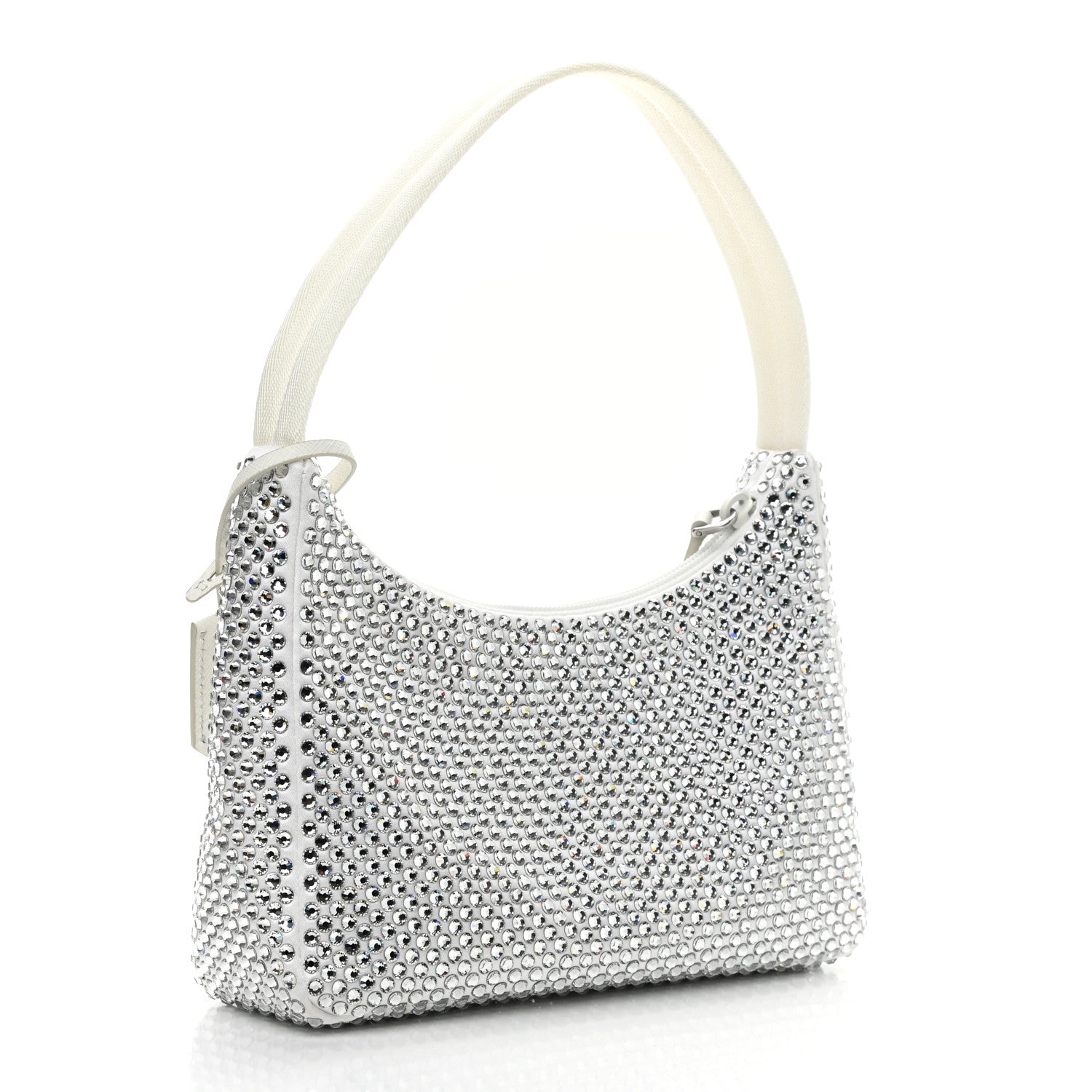 Prada Satin Crystal Mini Re-Edition 2000 Bag White 3 of 11