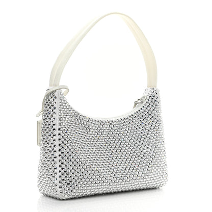 Prada Satin Crystal Mini Re-Edition 2000 Bag White 3 of 11