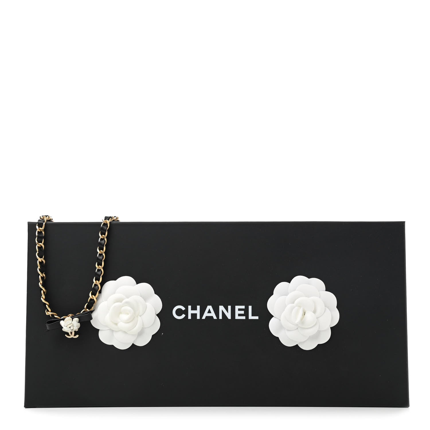 Chanel Calfskin Crystal Chain Camellia Belt 90 Black Gold 4 of 4