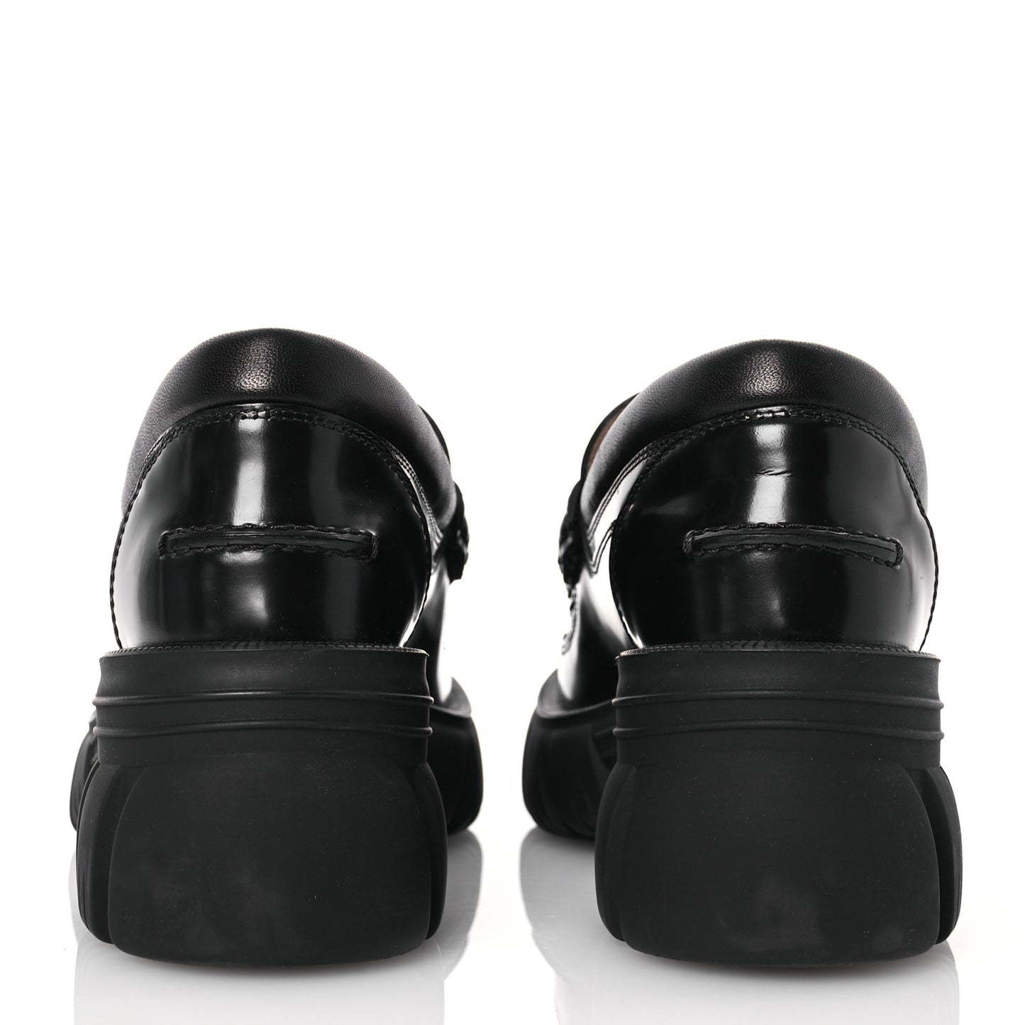 Magnum Calfskin Nappa Samoa Womens Horsebit Platform Chunky Lug Sole 40mm Loafers 38 Black