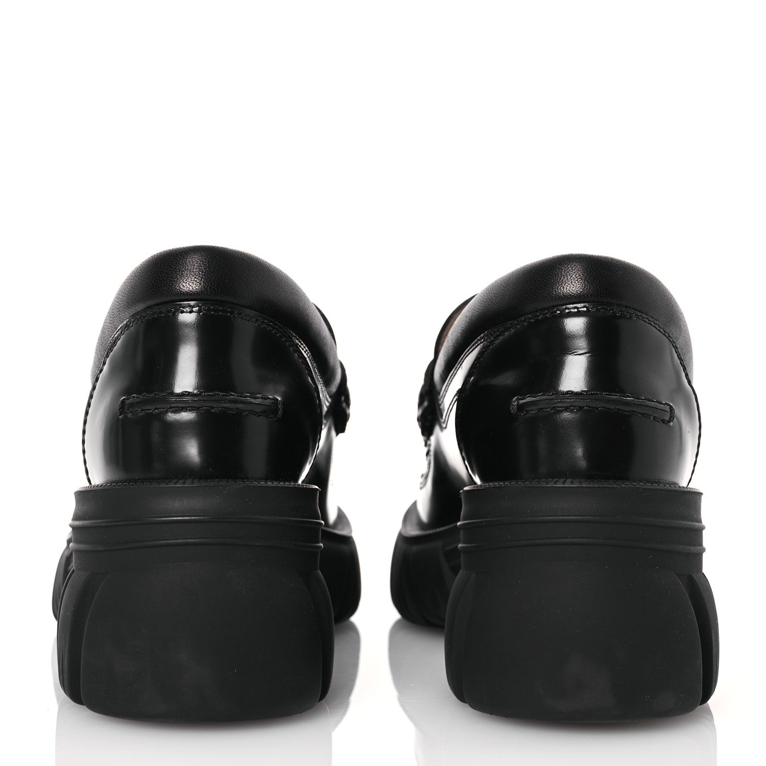 Gucci Magnum Calfskin Nappa Samoa Womens Horsebit Platform Chunky Lug Sole 40mm Loafers 38 Black 5 of 14