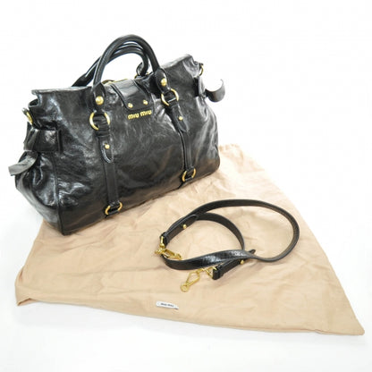 Miu Miu Leather Vitello Lux Bow Bag Black 3 of 9
