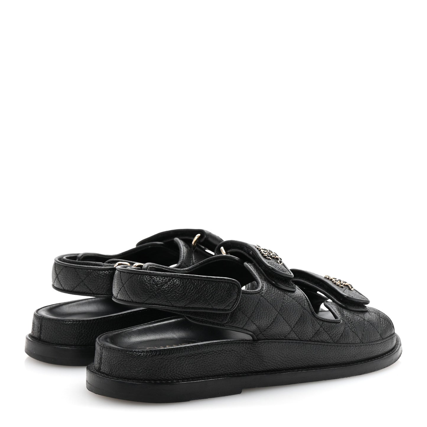 Grained Calfskin Velcro Dad Sandals 38 Black
