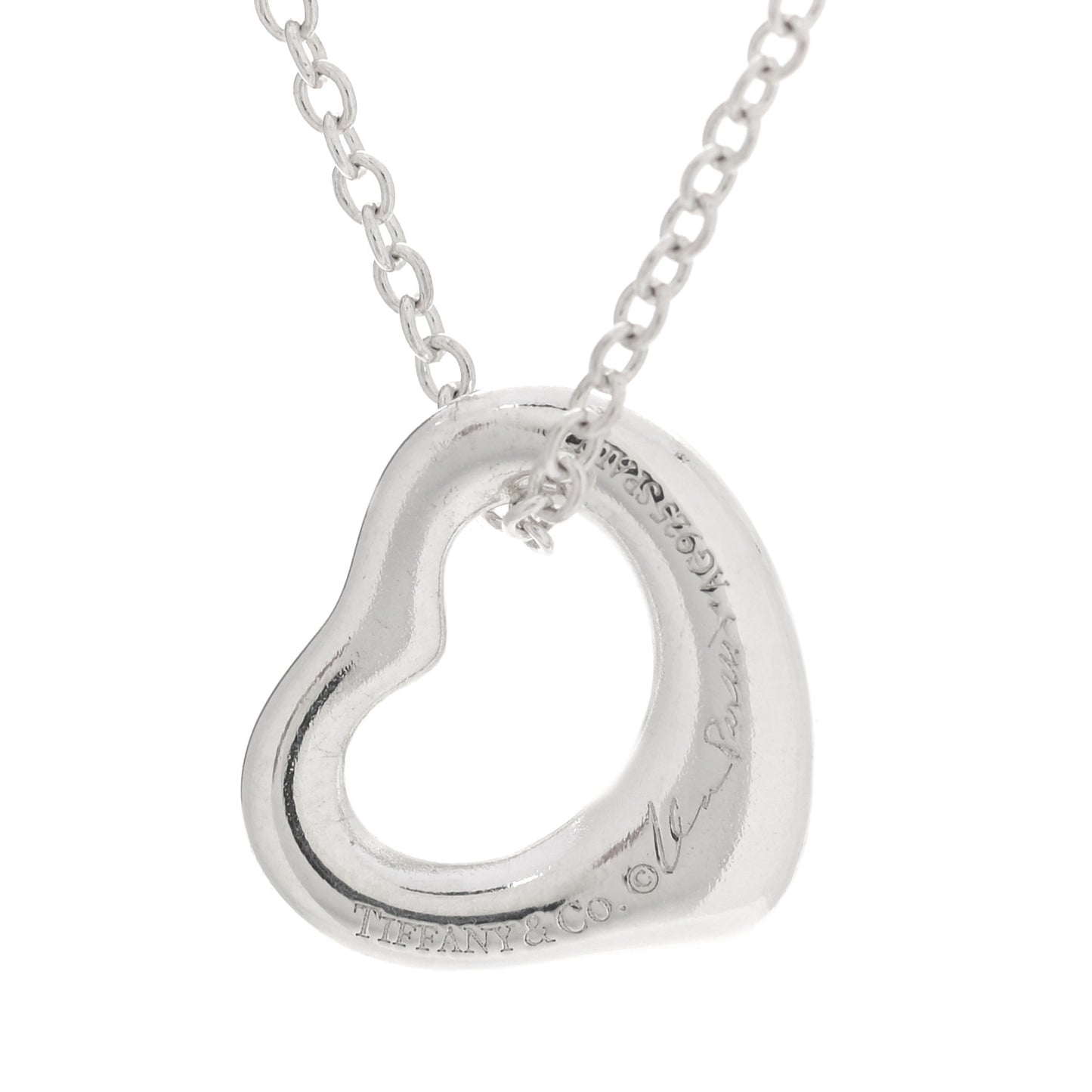 Sterling Silver 11mm Elsa Peretti Open Heart Pendant Necklace