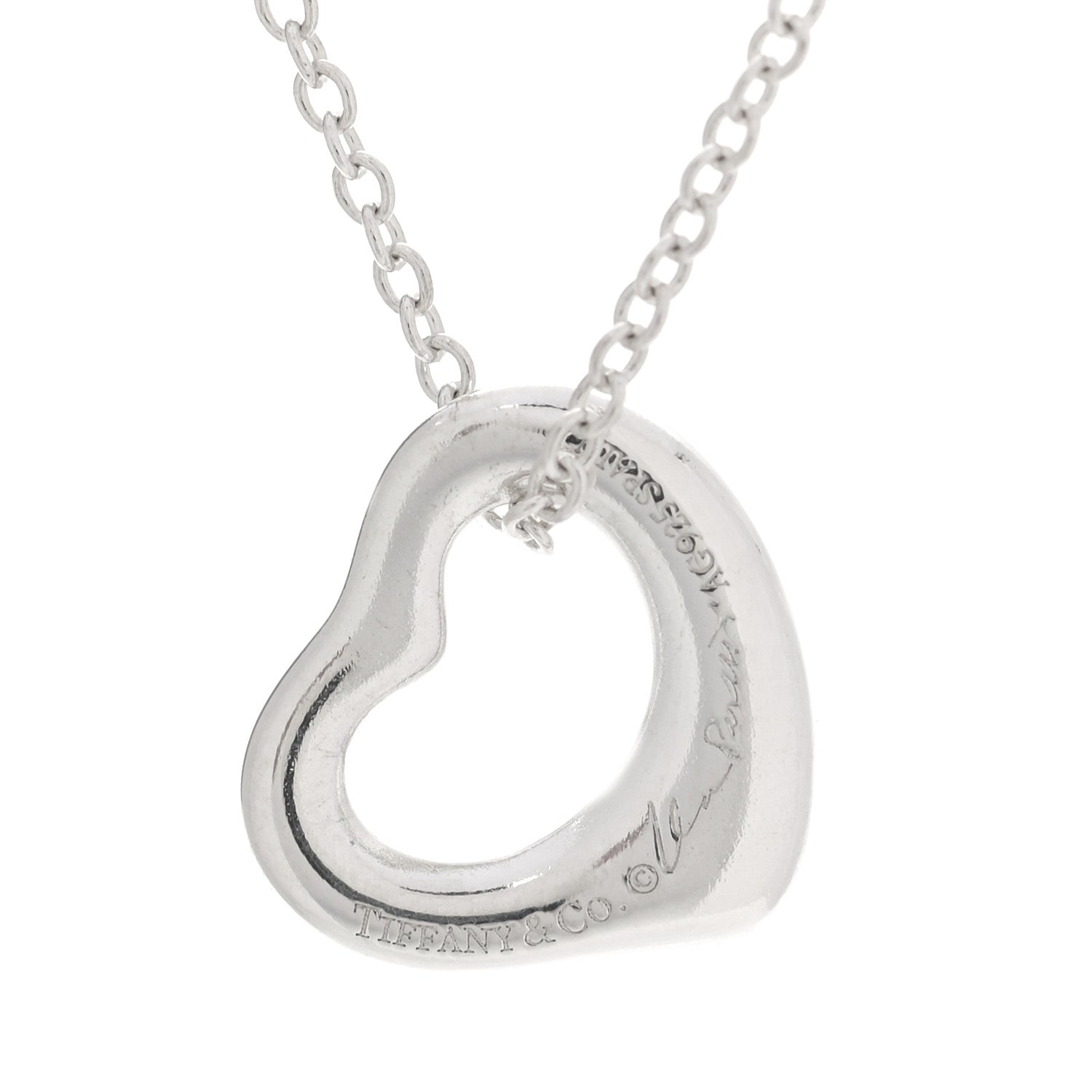 Tiffany Sterling Silver 11mm Elsa Peretti Open Heart Pendant Necklace 4 of 9