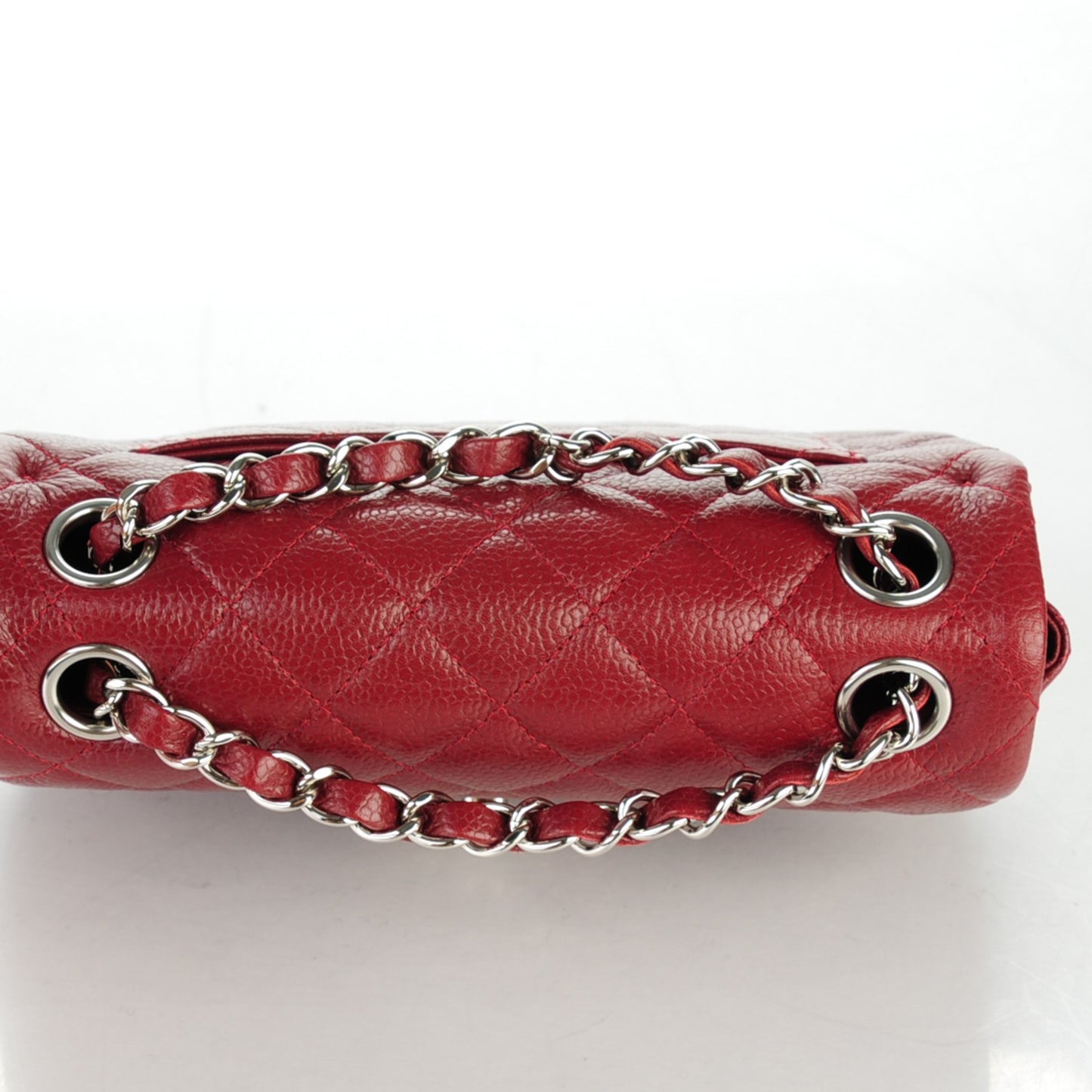 Caviar Quilted Mini Rectangular Flap Dark Red