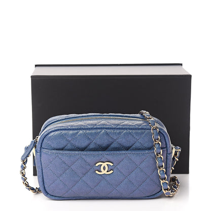 Chanel Iridescent Caviar Quilted Camera Case Blue 10 of 10