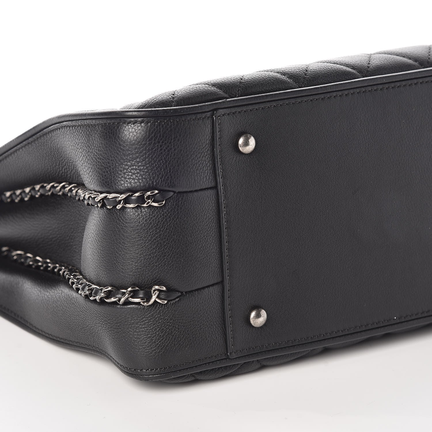 Chanel Calfskin Quilted Frame In Chain Tote Black 5 of 10