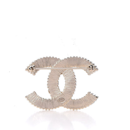 Chanel Pearl Crystal Lace Camellia CC Brooch Gold 3 of 5