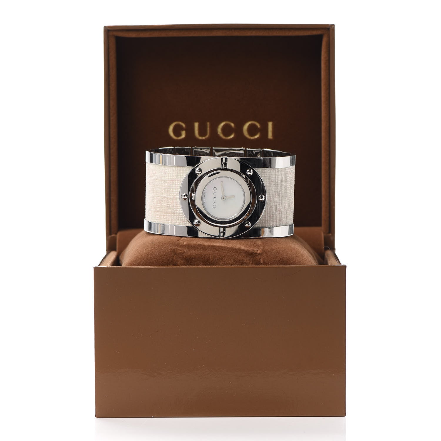 Gucci Stainless Steel Canvas Mother of Pearl 23mm Twirl Quartz Watch 6 of 6