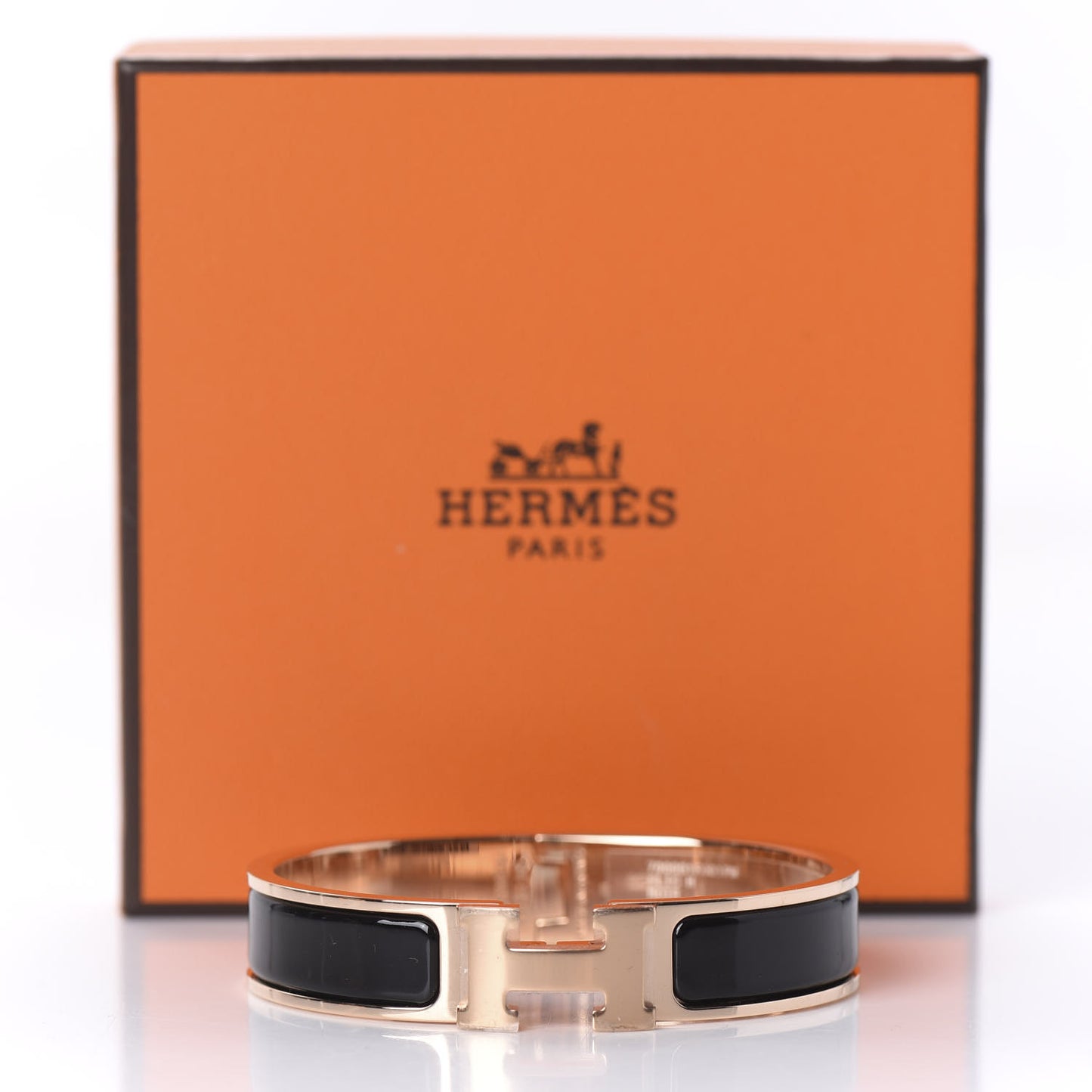 Enamel Narrow Clic Clac H Bracelet PM Black