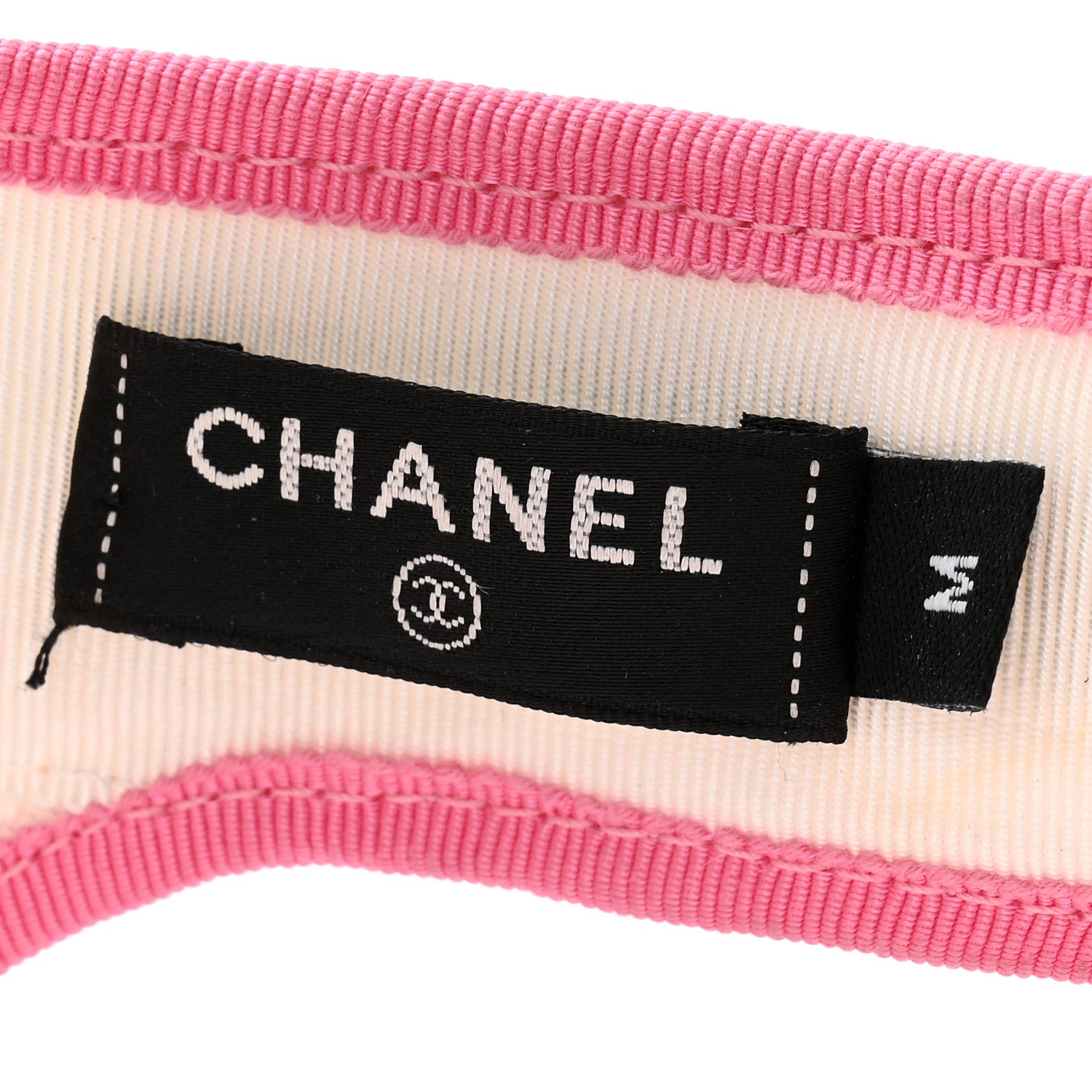 Chanel Straw Grosgrain Visor M White Pink 7 of 8