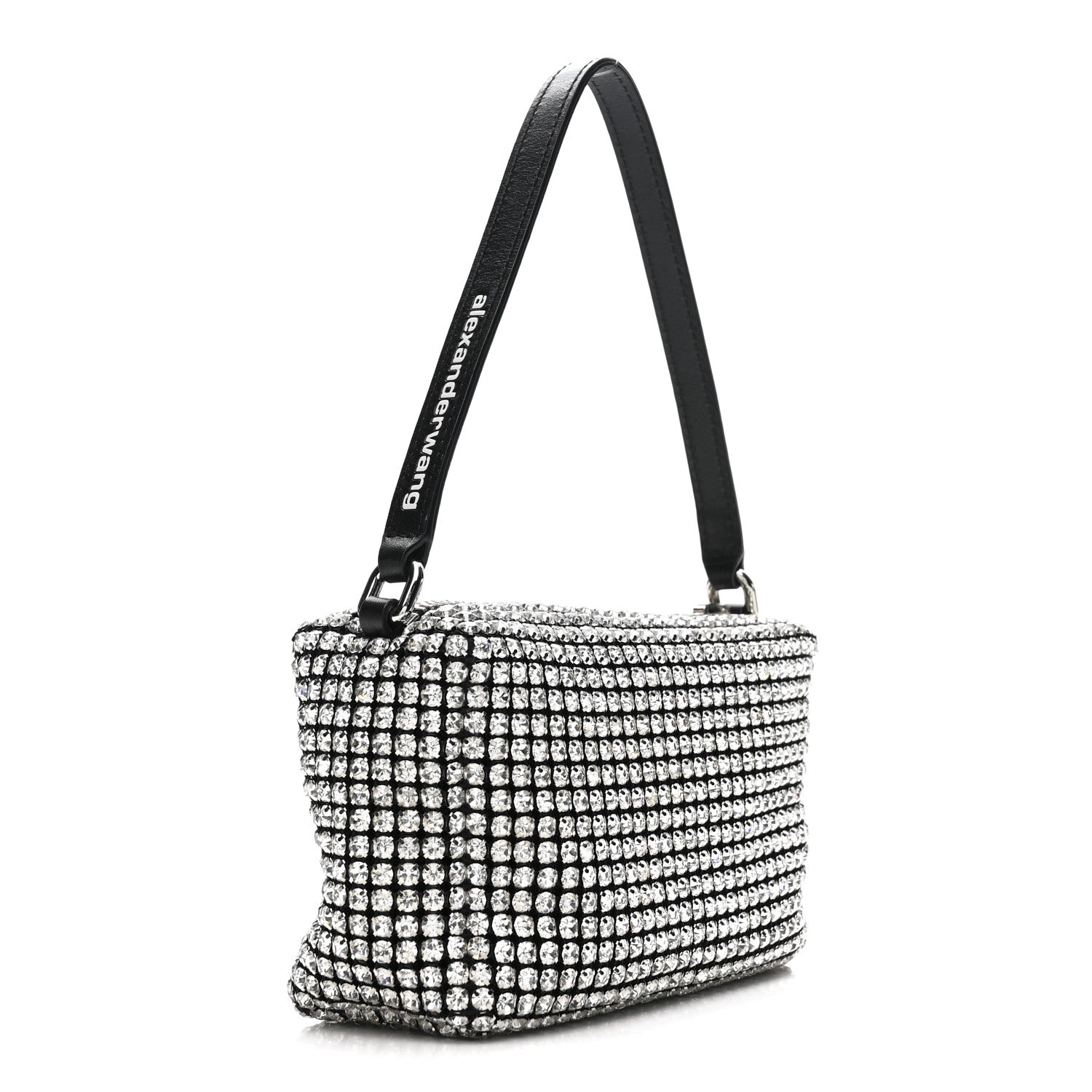 Alexander Wang Mesh Crystal Rhinestone Mini Heiress Pouch Black Silver 3 of 9