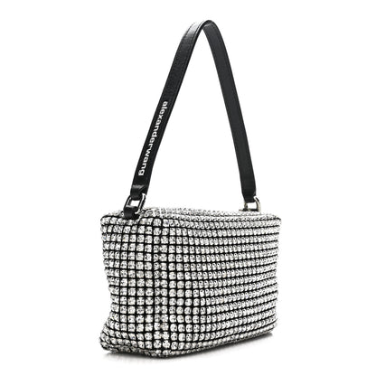 Alexander Wang Mesh Crystal Rhinestone Mini Heiress Pouch Black Silver 3 of 9