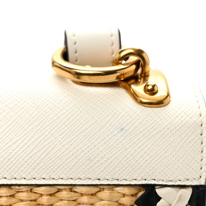 Prada City Calf Raffia Saffiano Cahier Bag Naturale White 10 of 11