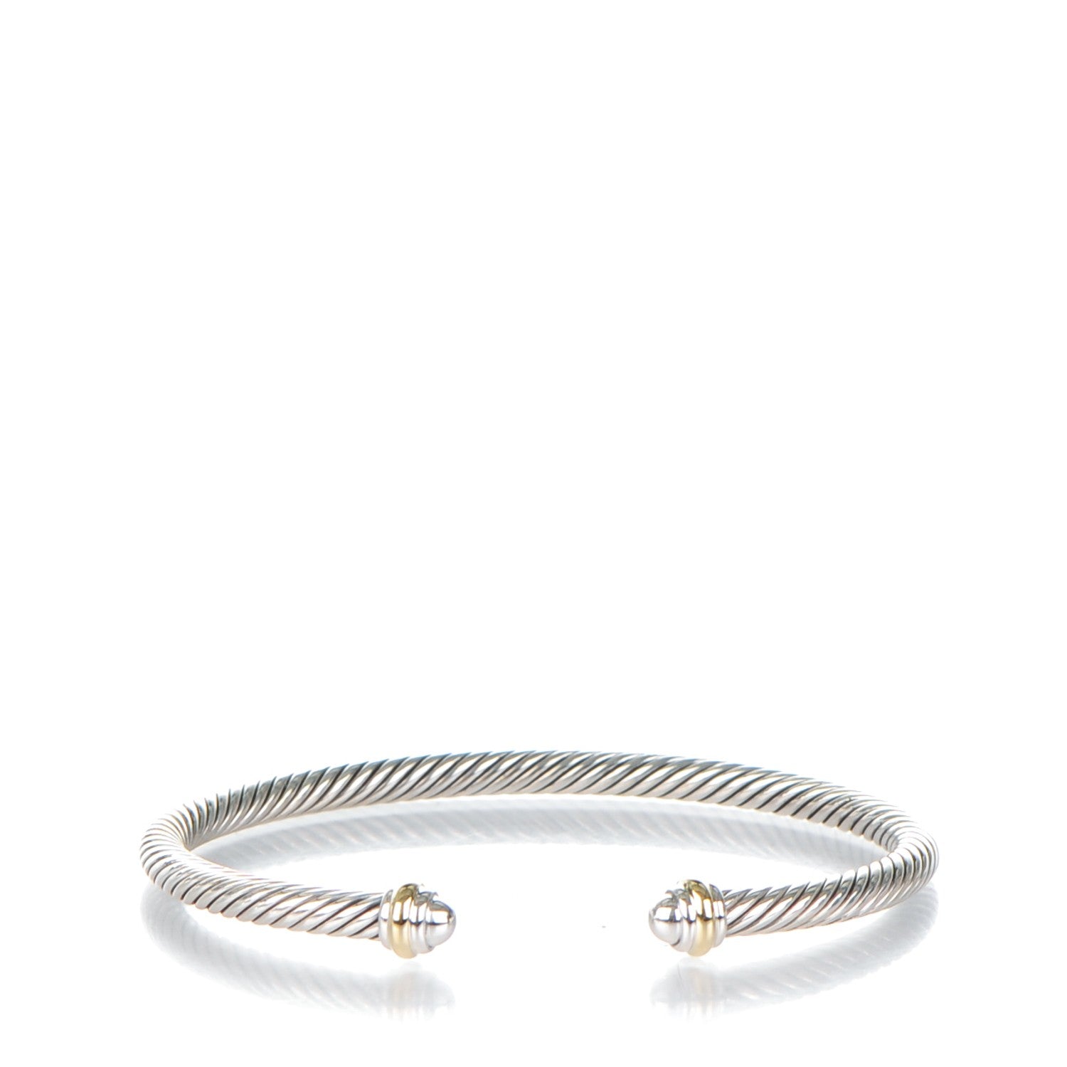 David Yurman Sterling Silver 18K Yellow Gold 4mm Cable Classics Bracelet 1 of 4