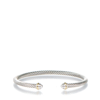 David Yurman Sterling Silver 18K Yellow Gold 4mm Cable Classics Bracelet 1 of 4