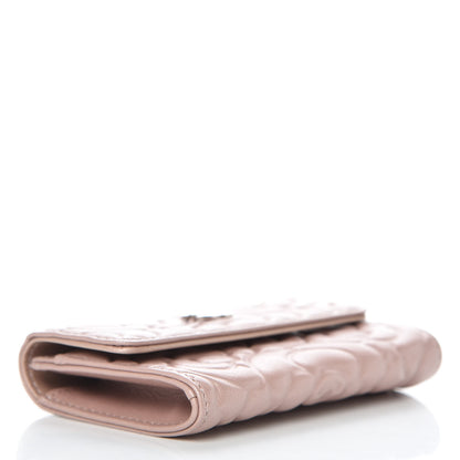 Chanel Goatskin Camellia Embossed Card Holder Wallet Light Pink 4 of 9