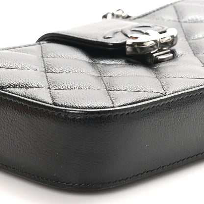 Chanel Grained Calfskin Quilted CC Box Clutch With Chain Black 10 of 12