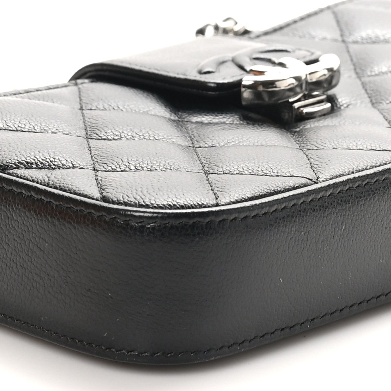 Chanel Grained Calfskin Quilted CC Box Clutch With Chain  Black 10 of 12