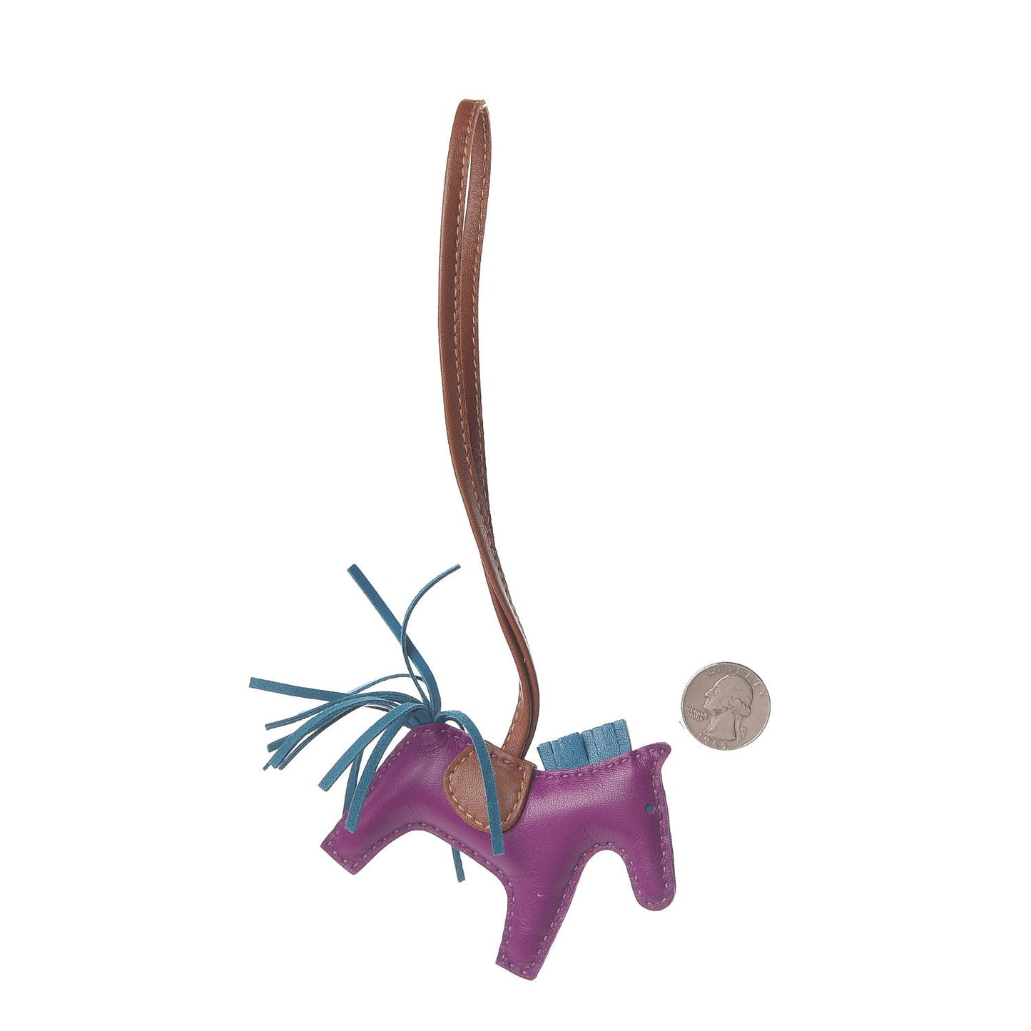 Milo Lambskin Grigri Rodeo Horse Bag Charm PM Anemone Bleu Izmir Fauve