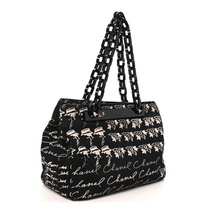 Chanel Canvas Camellia Flower Tote Black Black 3 of 10