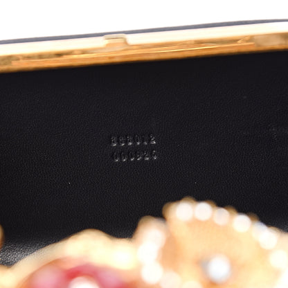 Alexander McQueen Satin Floral Knuckle Duster Box Clutch Black 6 of 7