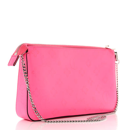 Christian Louboutin Calfskin Loubila Loubinthesky Chain Clutch Fluo Pink 2 of 11