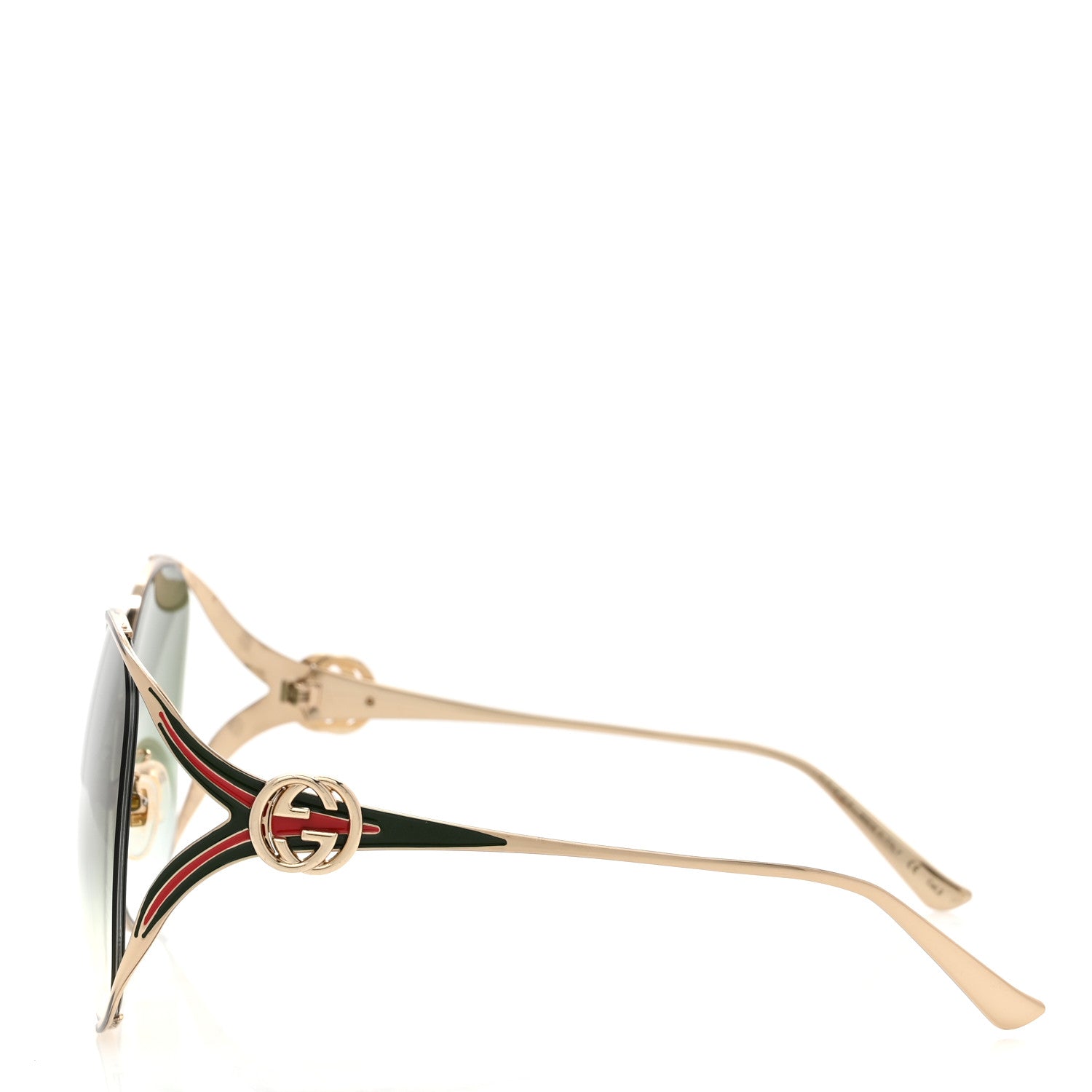 Gucci Metal Oversized Round Frame GG0225S Sunglasses Gold 4 of 8