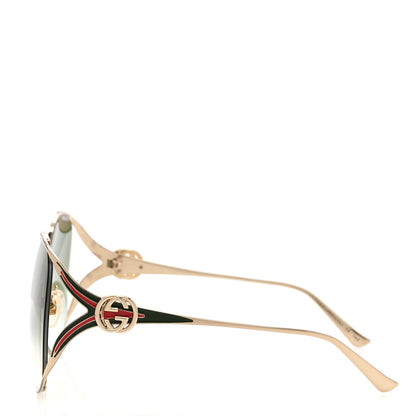 Gucci Metal Oversized Round Frame GG0225S Sunglasses Gold 4 of 8