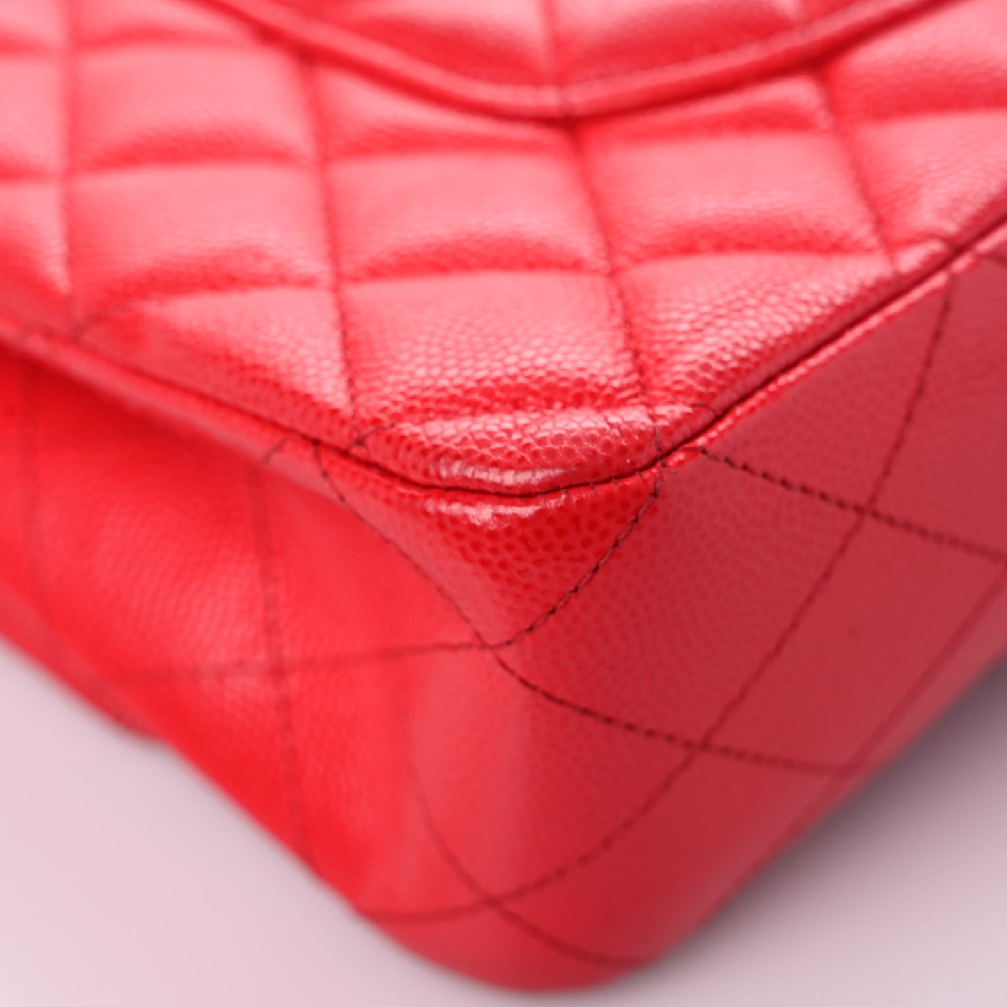 Caviar Quilted Medium Double Flap Red