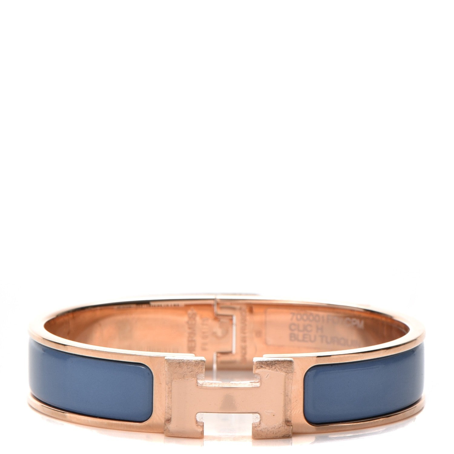 Hermes Enamel Narrow Clic Clac H Bracelet PM Bleu Turquin 1 of 4