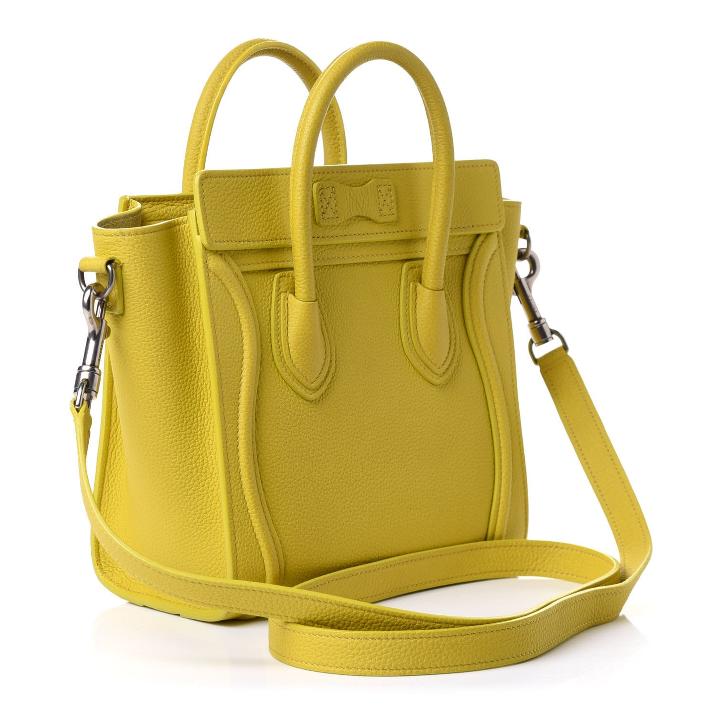 Drummed Calfskin Nano Luggage Citron