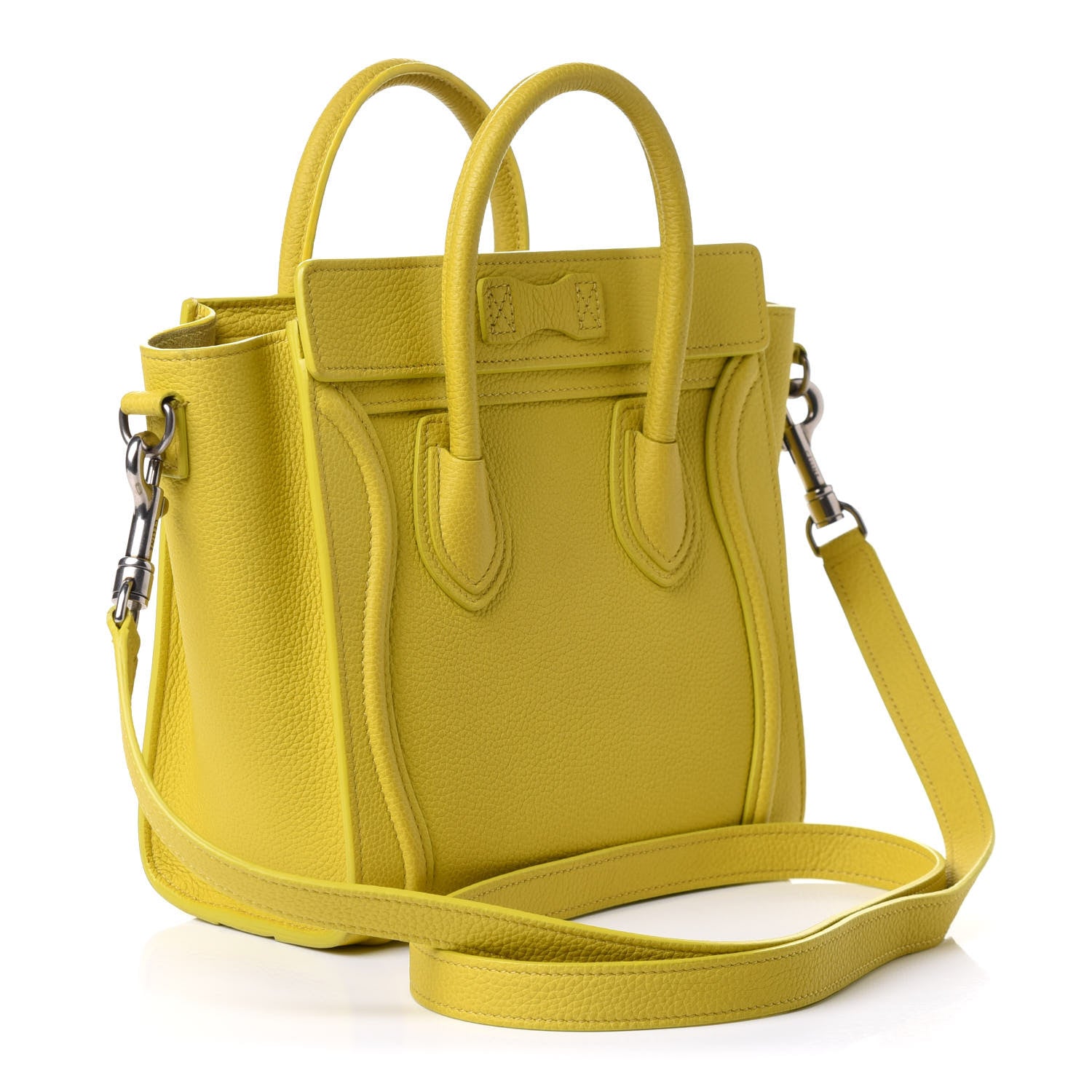 Celine Drummed Calfskin Nano Luggage Citron 3 of 9