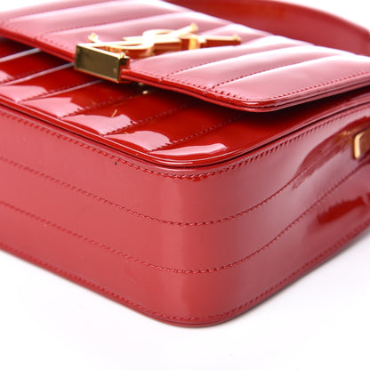Saint Laurent Patent Matelasse Small Vicky Chain Bag Red 10 of 11