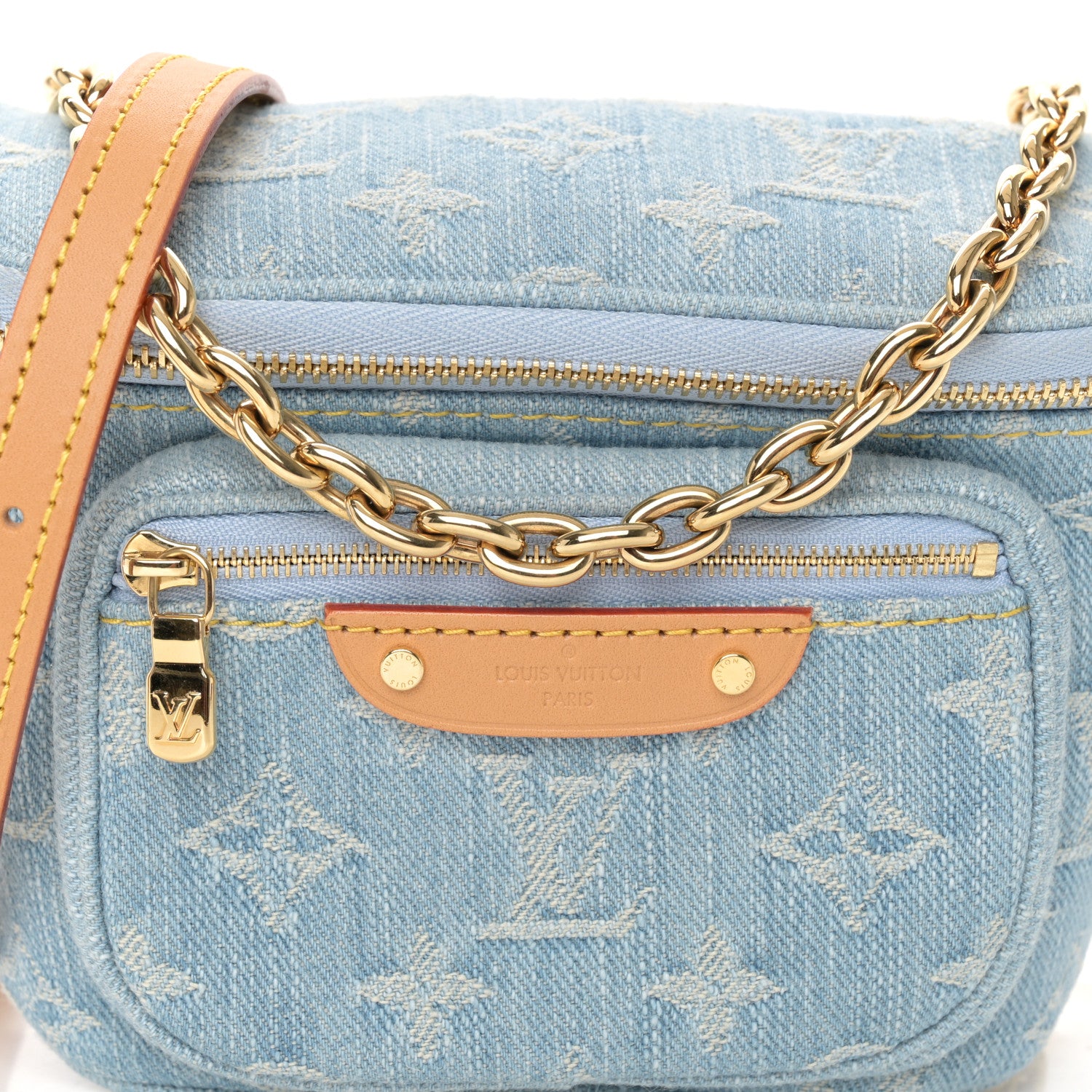 Louis Vuitton Monogram Denim Mini Bumbag Sky Blue 7 of 9