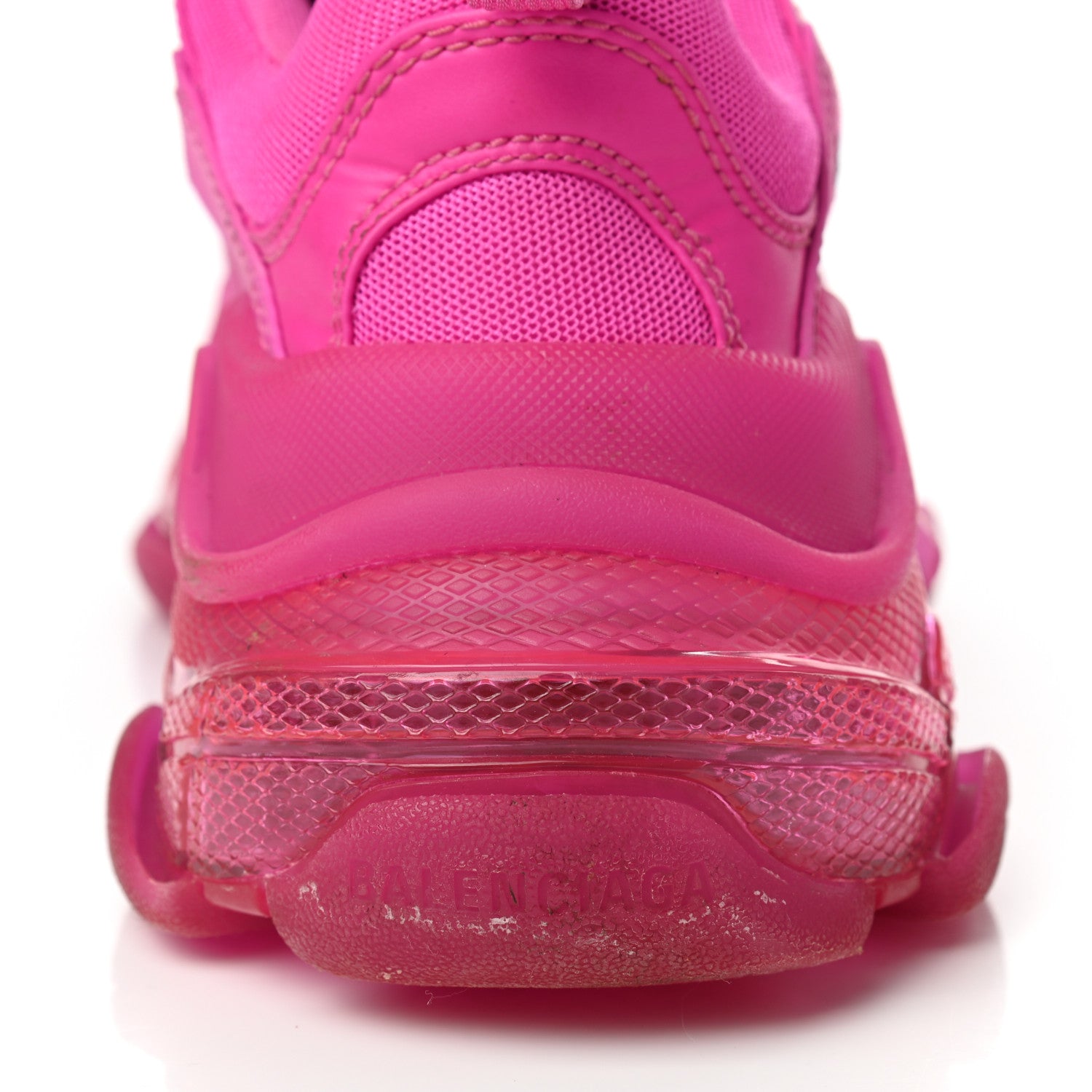 Balenciaga Fabric Mesh Clear Sole Fluo Womens Triple S Sneakers 39 Pink 12 of 13